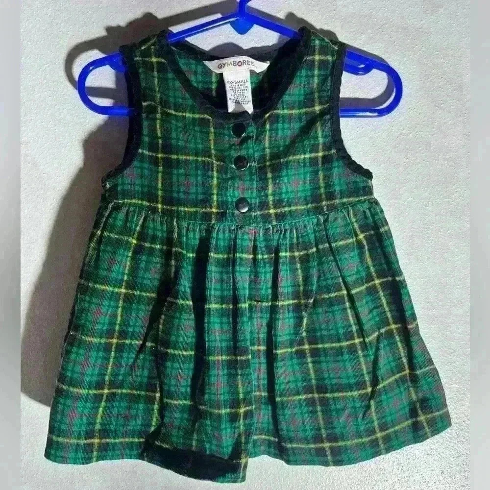 Gymboree Vintage 12-18 months 1998 Holiday Garland Green Plaid Christmas Dress